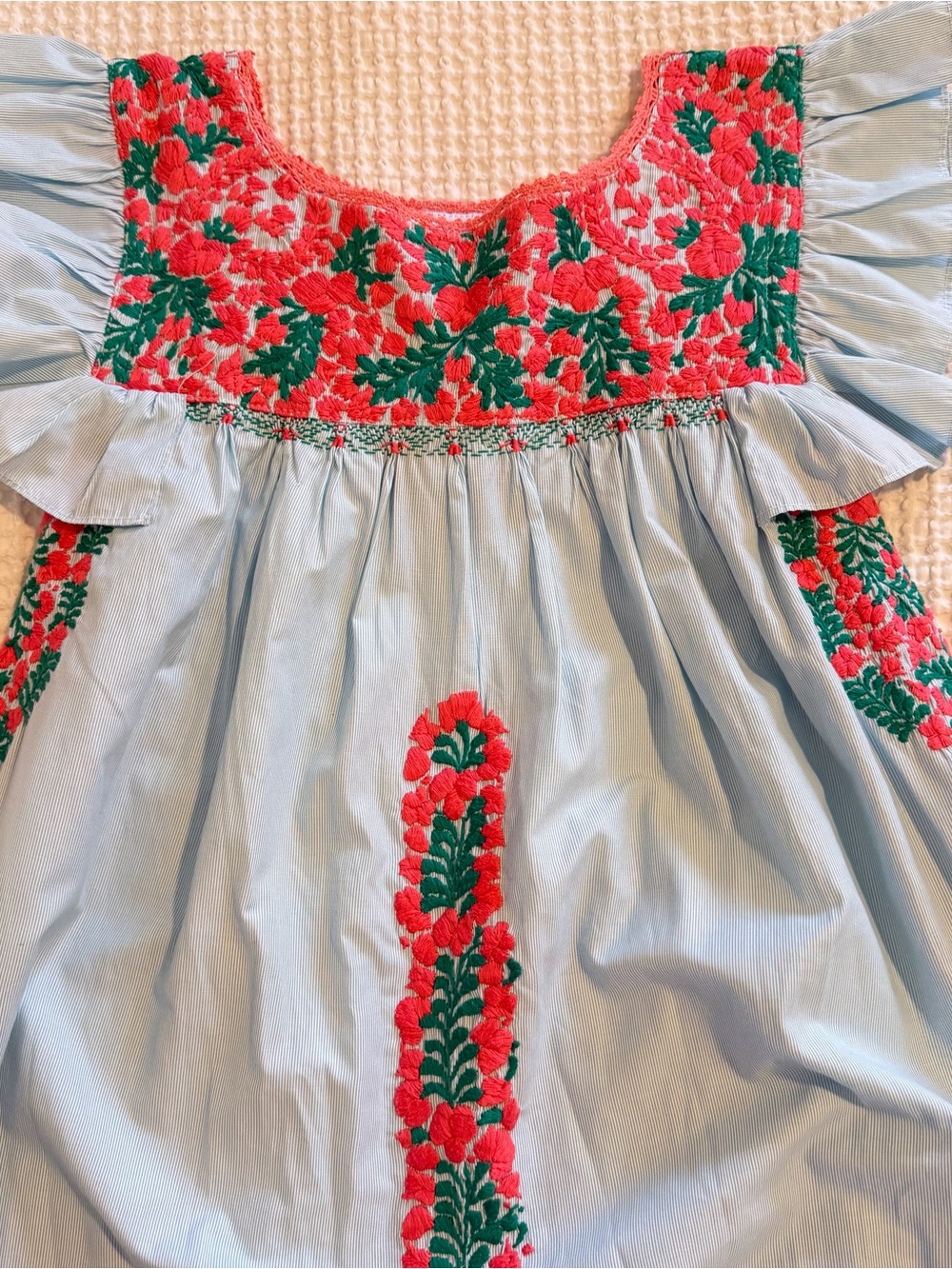Mi Golondrina Embroidered Flutter-Sleeve Dress - Picture 3 of 4